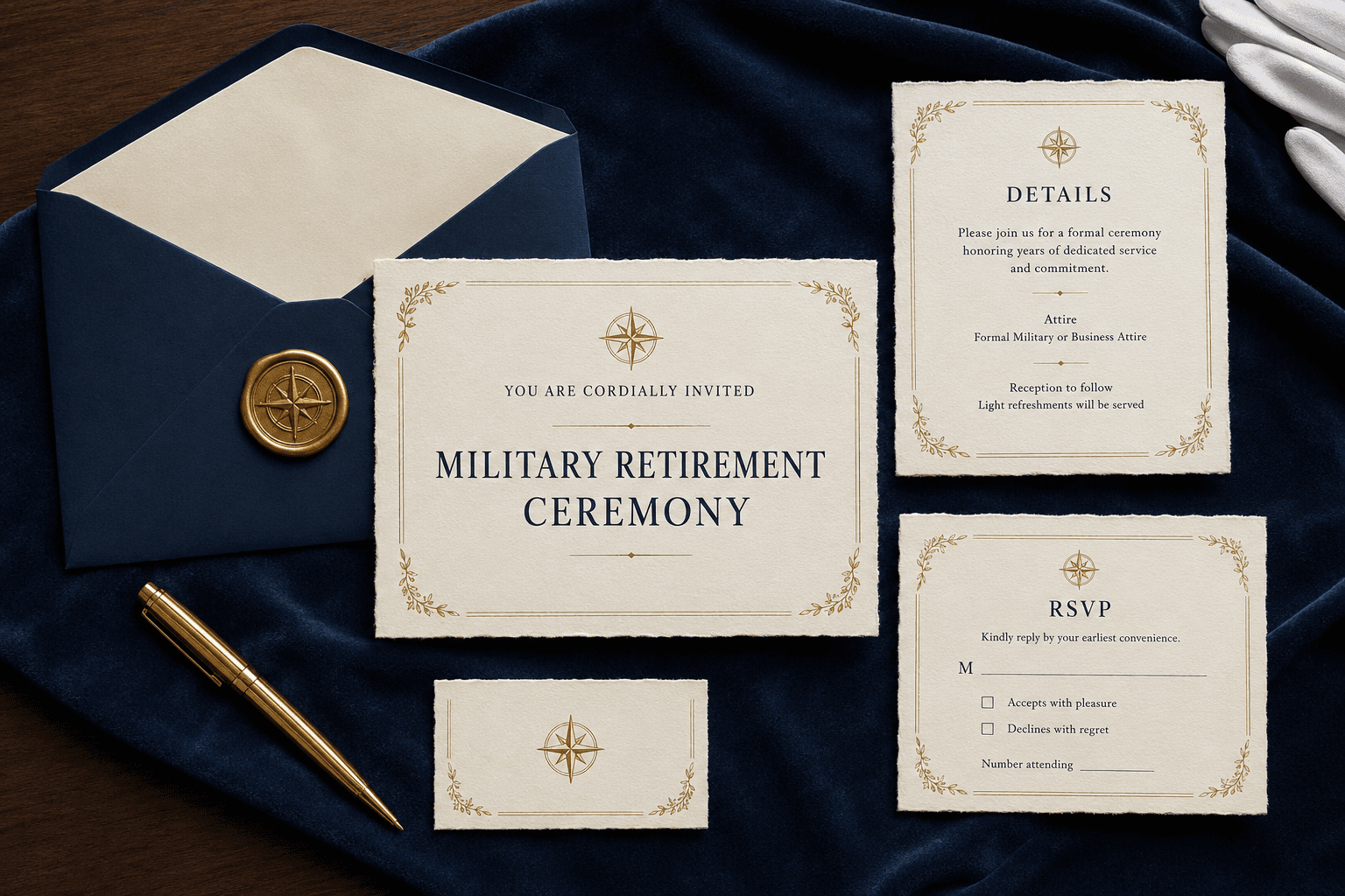 Formal military retirement ceremony invitation design
