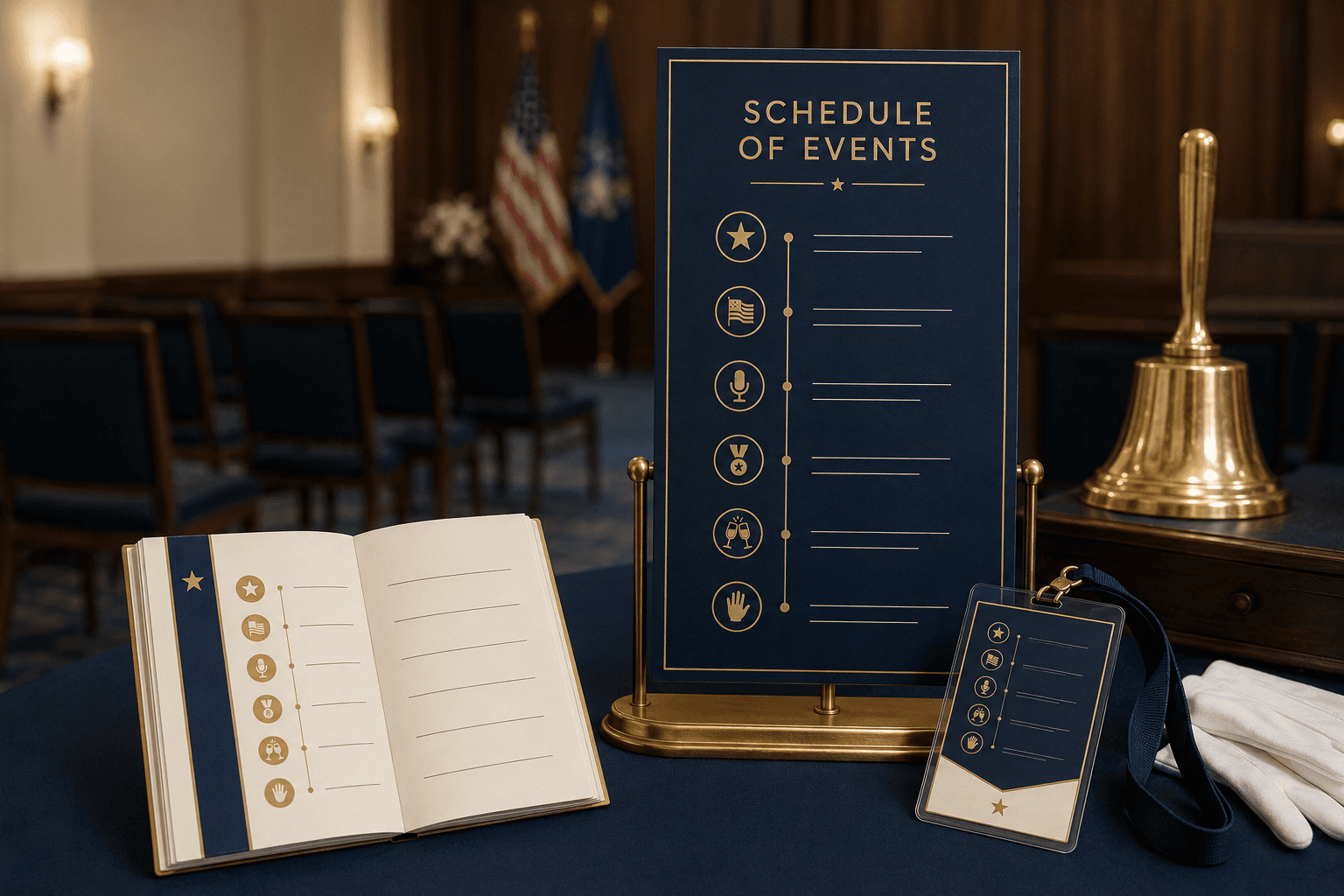 Professional schedule of events for a retirement ceremony
