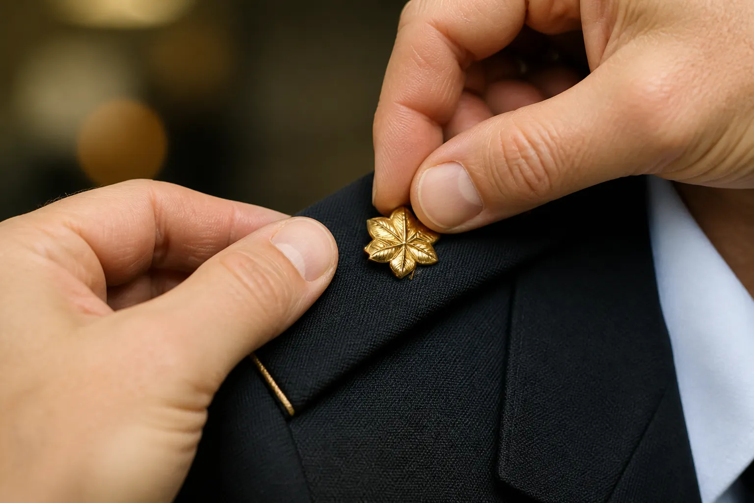 U.S. Army Major oak-leaf pinning detail